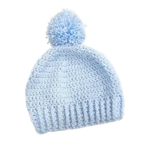 The Nori Beanie in Pale Blue, Hand Crocheted, Cozy Winter Hat