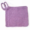 Two Loire washcloths in Sweet Rose and Soft Lilac multi-color stacked to show the thickness and quality of the Patient Calf crochet stitches