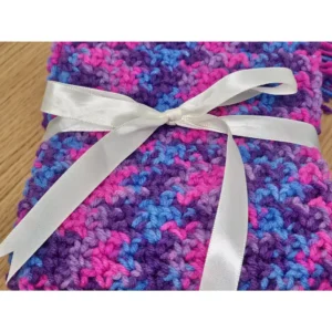 Berry Pop Crochet Scarf, Fringe